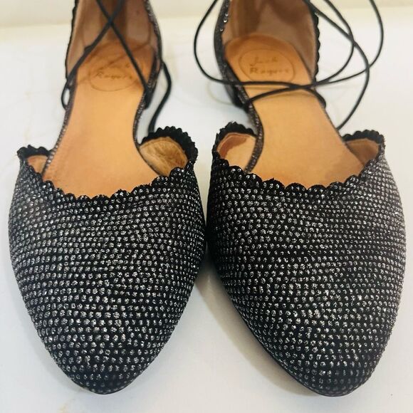 Jack Rogers Black Flats with Elegant Ankle Wrap - Picture 2 of 12